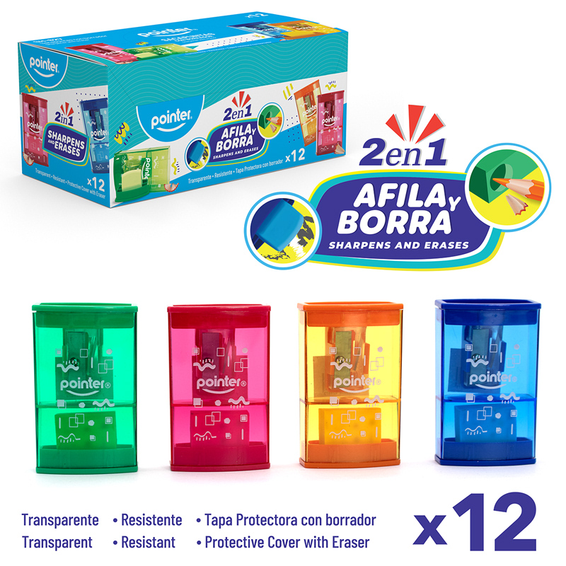 SACAPUNTAS CON DEPOSITO + BORRADOR