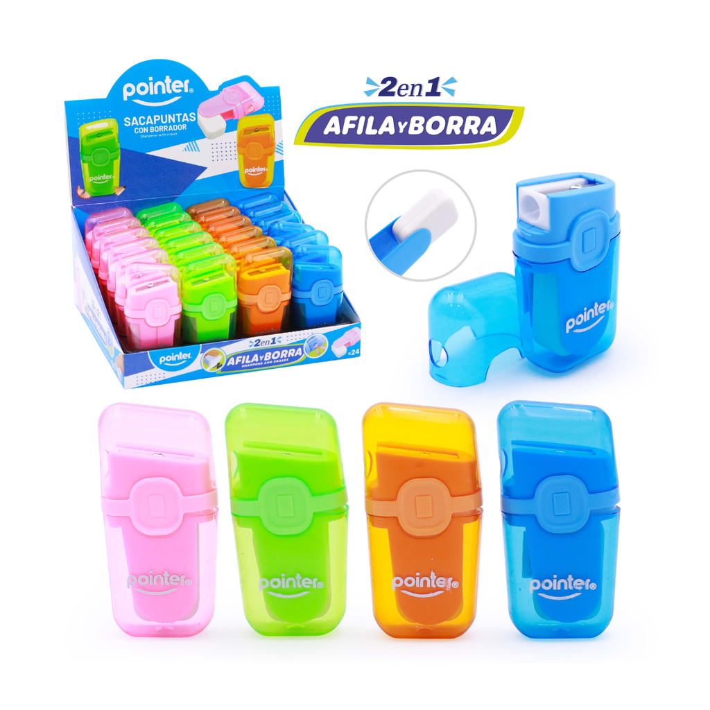 SACAPUNTAS CON DEPOSITO + BORRADOR x 24 PIEZAS
