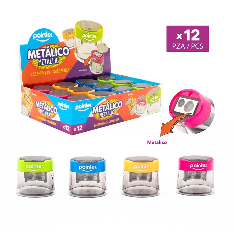 SACAPUNTAS METALICO DOBLE CON DEPOSITO