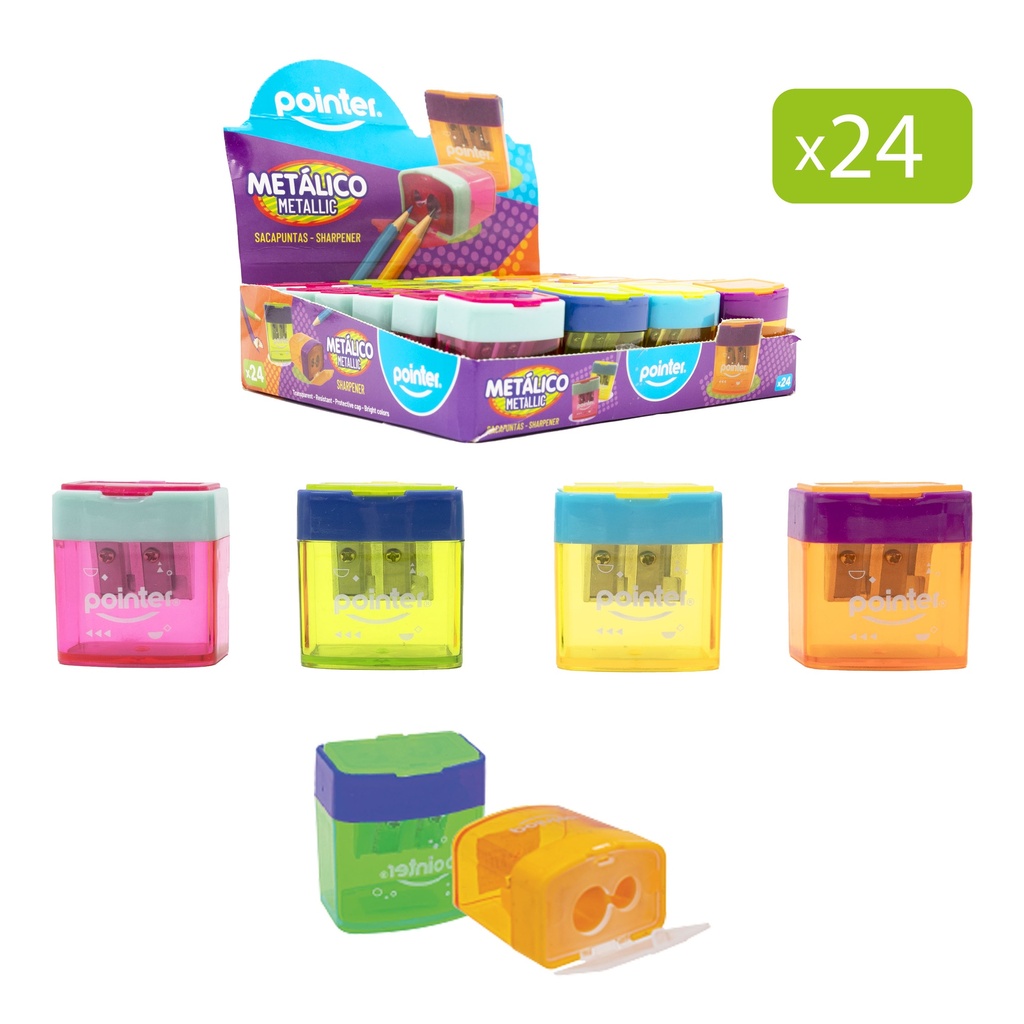 SACAPUNTAS METALICO DOBLE CON DEPOSITO