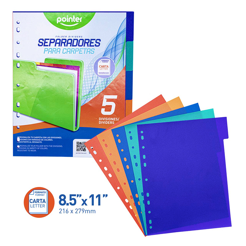 SEPARADORES PLASTICOS PARA CARPETA - (5 DIVISIONES)