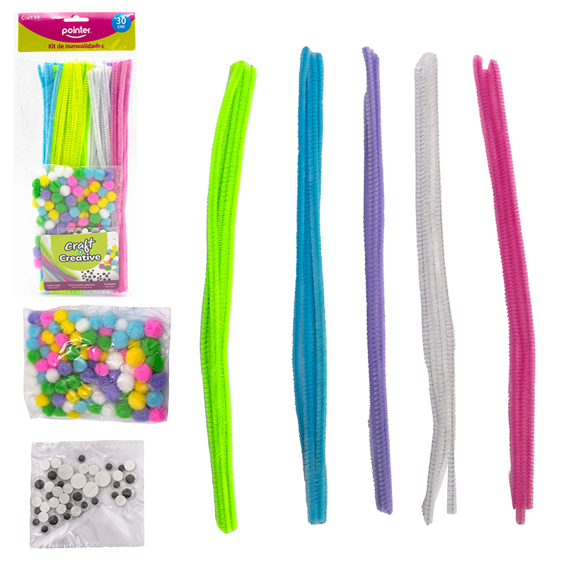 KIT DE MANUALIDADES (LIMPIA PIPAS, OJITOS MOVILES, POMPONES)