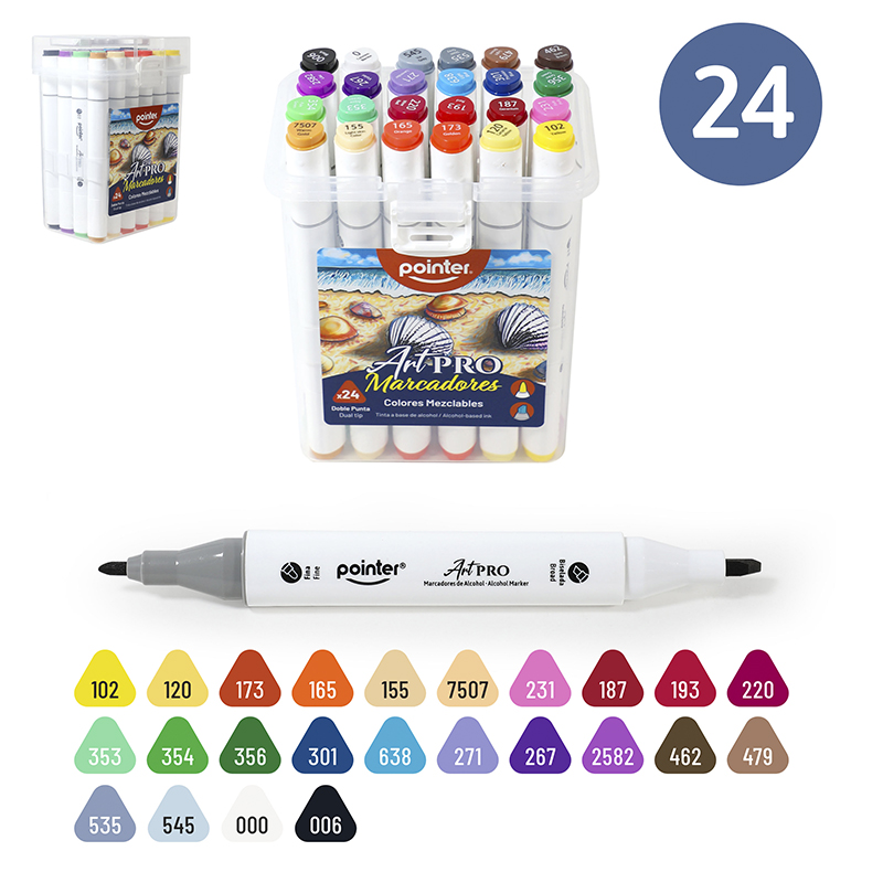 SET DE MARCADORES MEZCLABLES ART PRO DOBLE PUNTA x24 COLORES