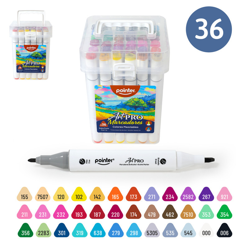 SET DE MARCADORES MEZCLABLES ART PRO DOBLE PUNTA x36 COLORES