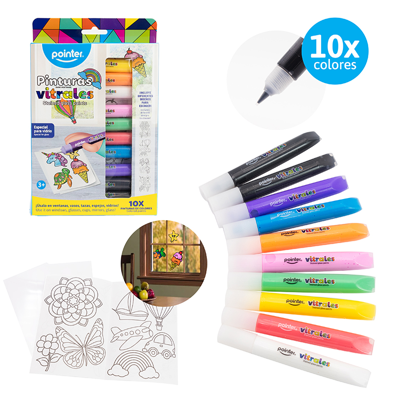 SET DE PINTURA VITRAL X10