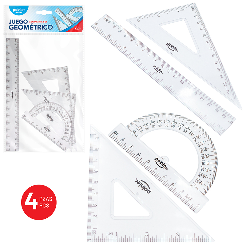 SET DE REGLAS GEOMETRICAS x4 PZAS.