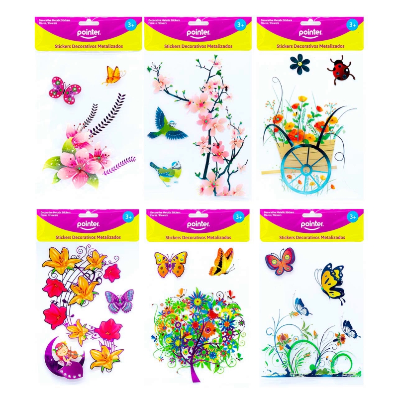 STICKERS DECORATIVOS METALIZADOS (FLORES)