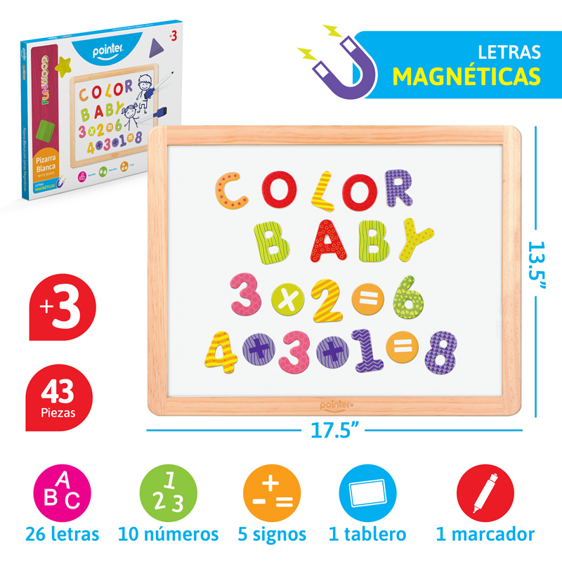 TABLERO BLANCO CON LETRAS MAGNETICAS (JUEGO DIDACTICO)