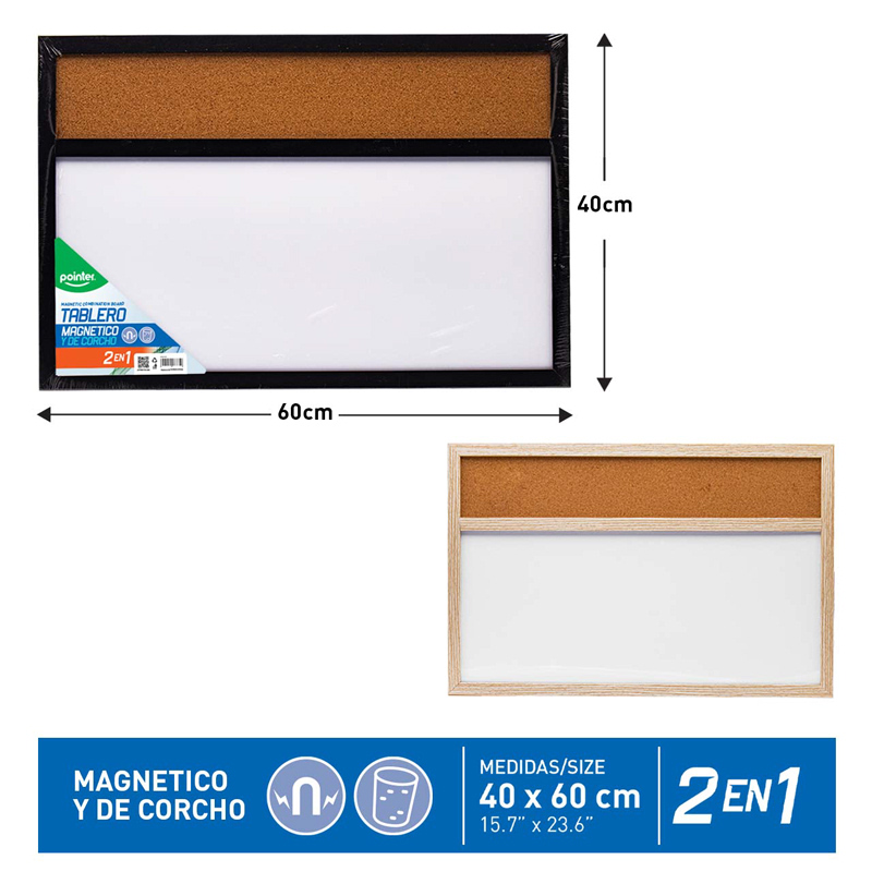 TABLERO 2 EN 1 (ACRILICO/CORCHO) 40x60CM