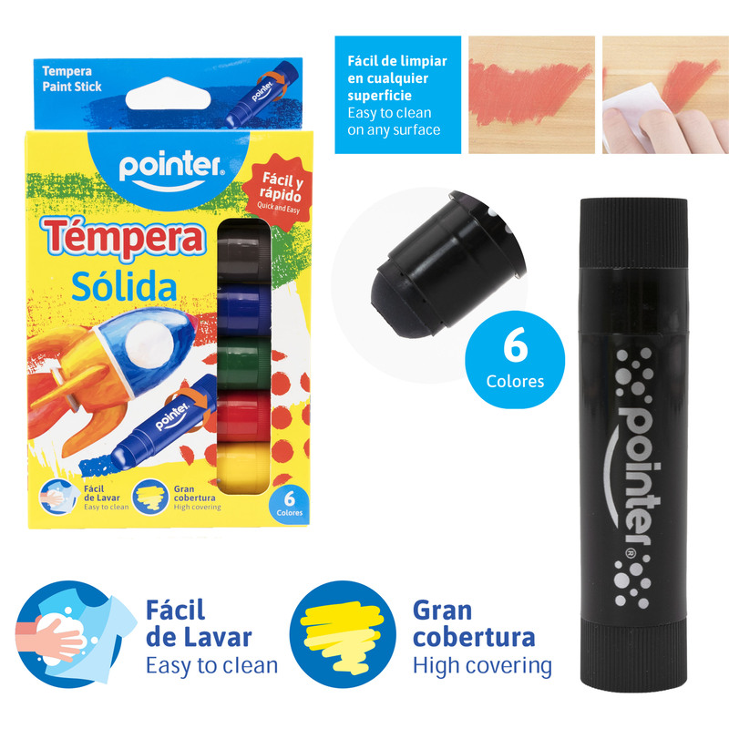 TEMPERA SOLIDA x 6 COLORES