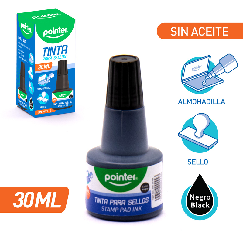 TINTA NEGRA PARA ALMOHADILLA DE SELLOS - 30ML