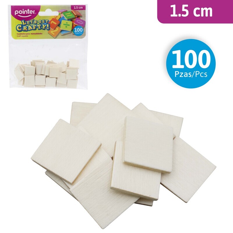 LAMINAS CUADRADAS PARA MANUALIDADES 1.5 cm x 100 PZAS