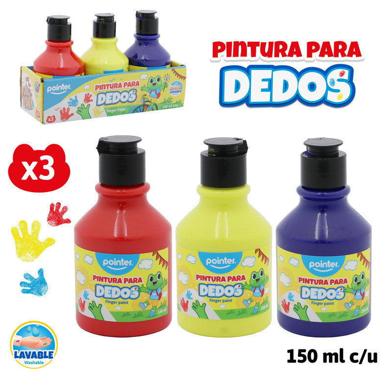 PINTURA PARA DEDOS -150ml x3 COLORES