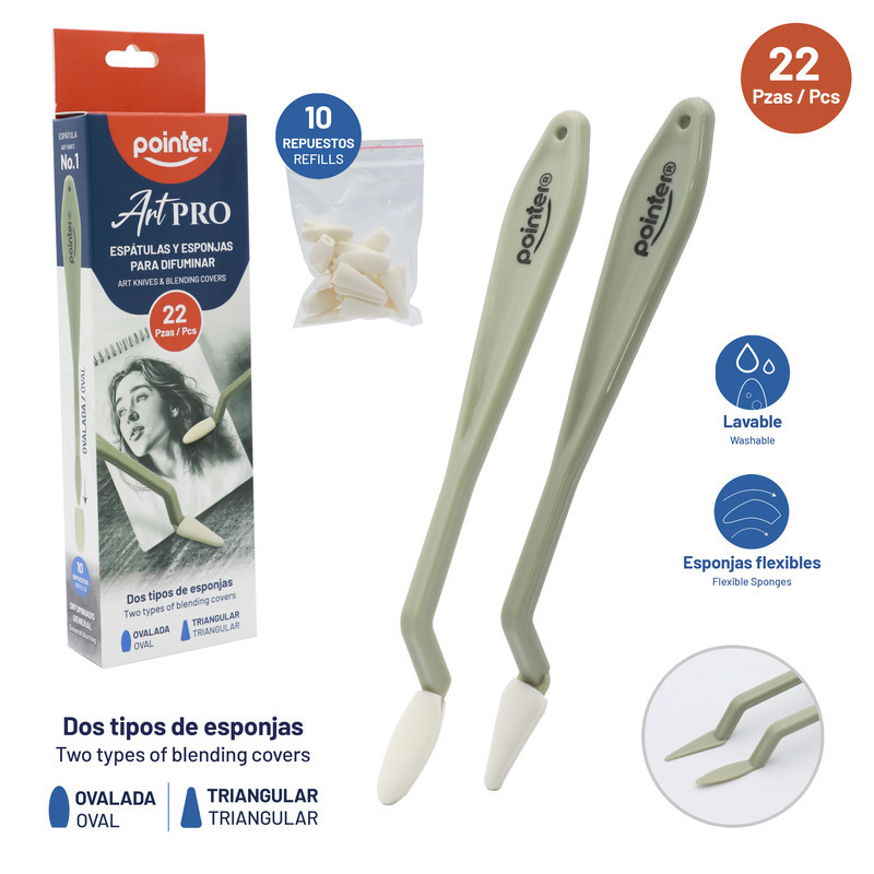 SET DE ESPATULAS Y ESPONJAS PARA DIFUMINAR x22PZAS