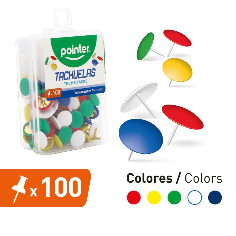 TACHUELAS DE COLORES x100PZAS
