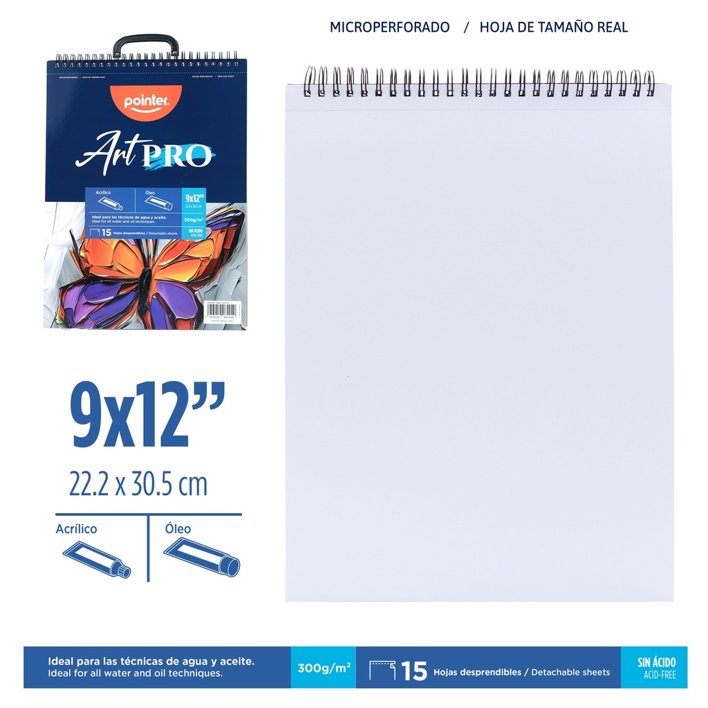 BLOC DE DIBUJO 9x12" x 15 HOJAS