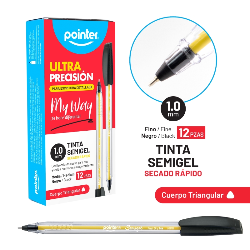 BOLIGRAFOS TINTA SEMIGEL 1.0mm x 12 PZAS.
