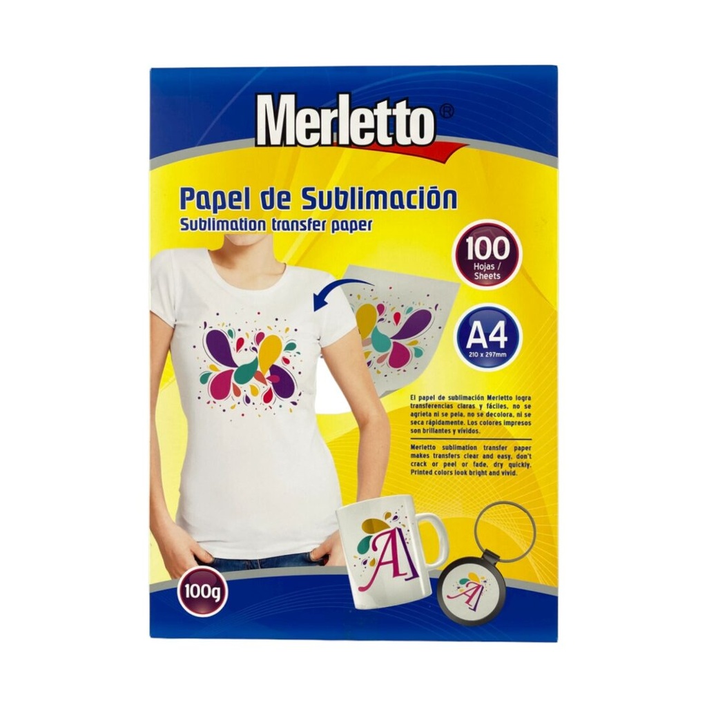 PAPEL DE SUBLIMACION 100G - A4 x100 HOJAS