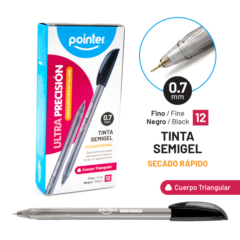 BOLIGRAFO SEMIGEL NEGRO ULTRA PRECISION 0.7MM