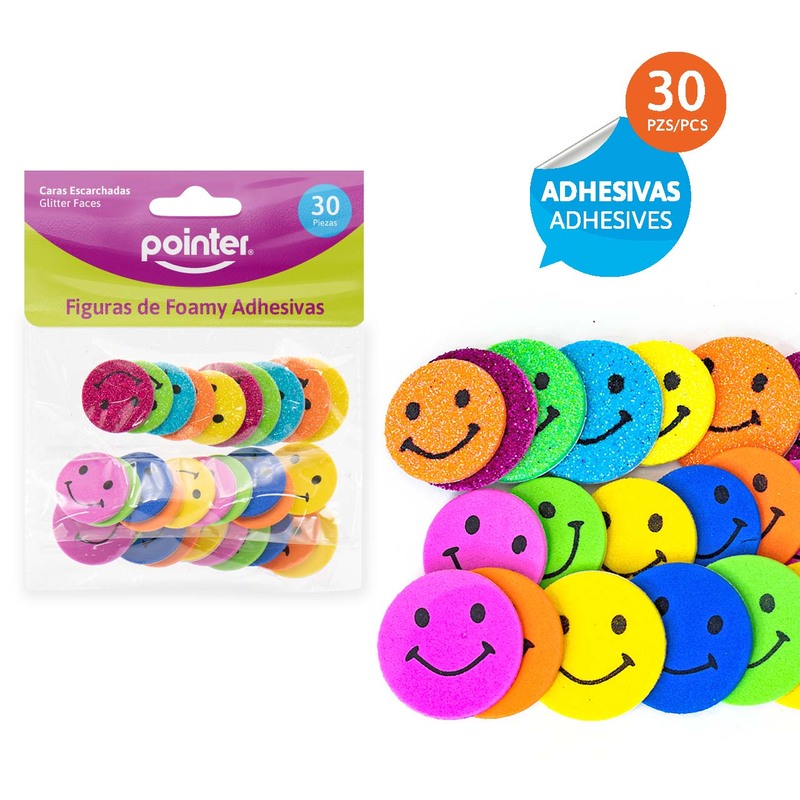 FIGURAS DE FOAMY ADHESIVAS x 30 PZAS. (CARITA FELIZ)