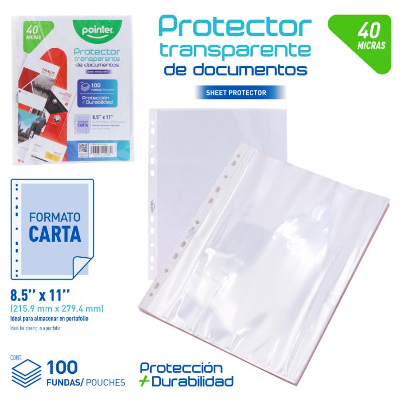 PROTECTOR DE HOJAS 40 MICRAS 8.5"x11"