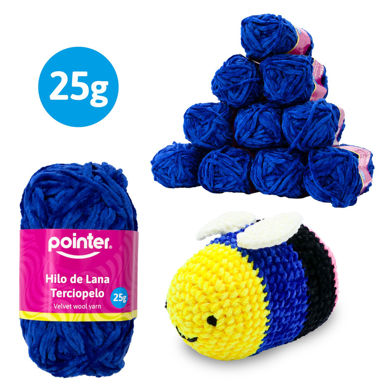 HILO DE LANA PARA MANUALIDADES TERCIOPELO AZUL - 25GRS