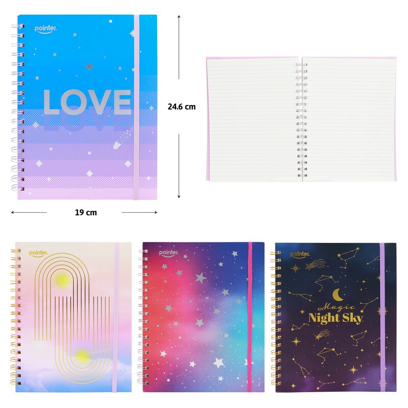 LIBRETA ESPIRAL CON LIGA - 96 HOJAS AMARILLAS  19x24.6CM