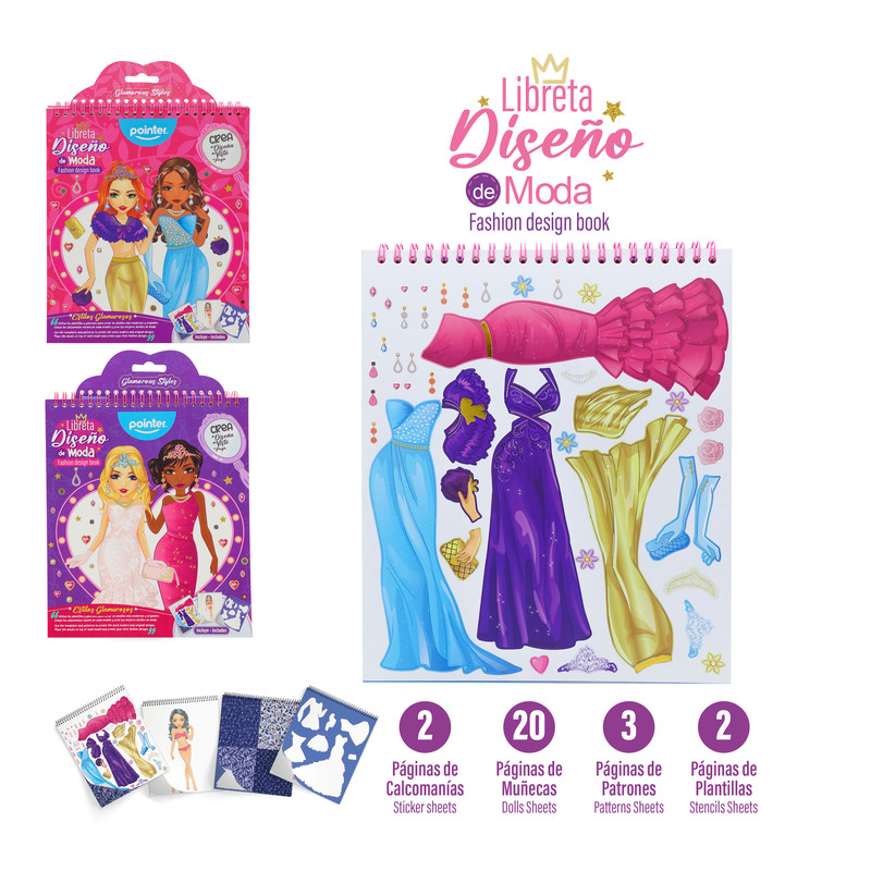 LIBRETA DISEÑO DE MODA PLANTILLAS CON STICKERS - 27 PÁGINAS