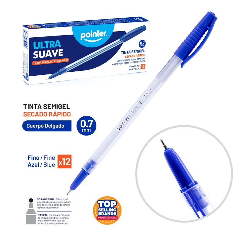 BOLIGRAFO SEMIGEL AZUL ULTRA SUAVE 0.7MM