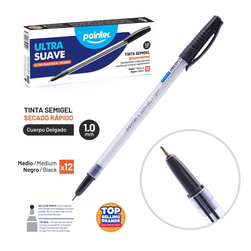 BOLIGRAFO NEGRO ULTRA SUAVE 1.0 MM 
