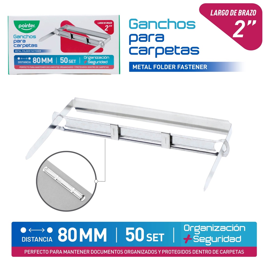 GANCHOS PARA CARPETA 80MM