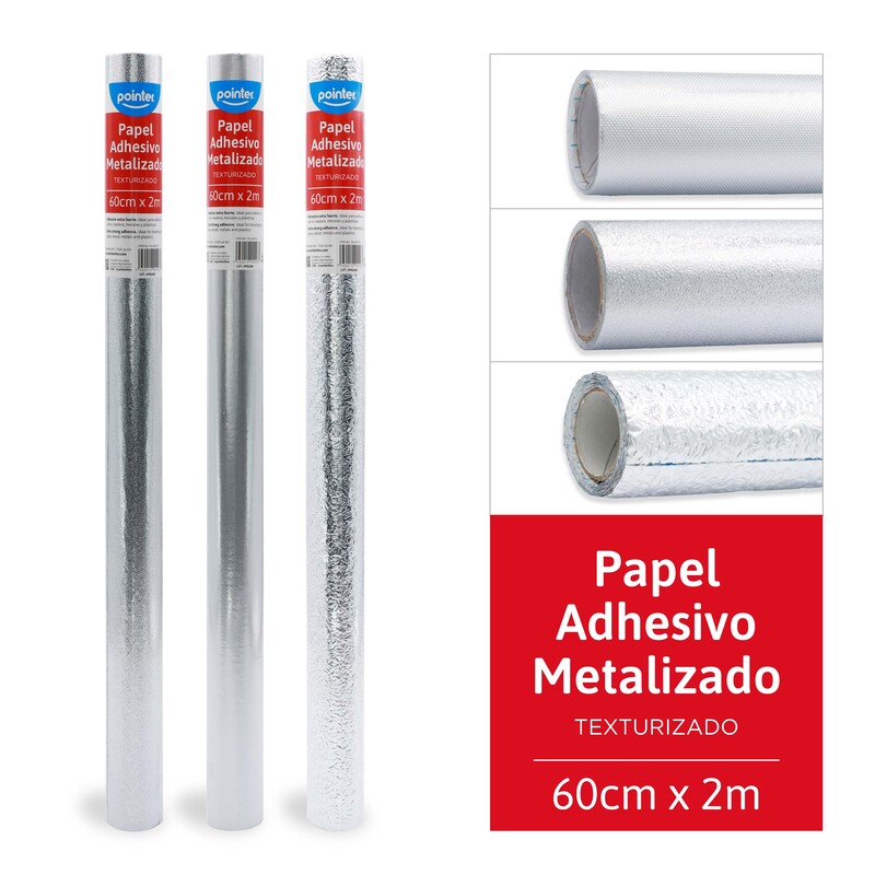 PAPEL ADHESIVO TEXTURIZADO PLATEADO 60 cm x 2m
