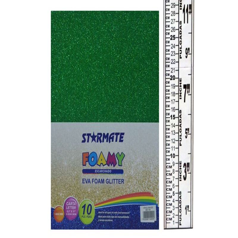 FOAMY C/ESCARCHA 21.5X 28CM VERDE