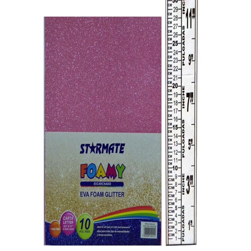 FOAMY C/ESCARCHA 21.5x28CM ROSADO CLARO