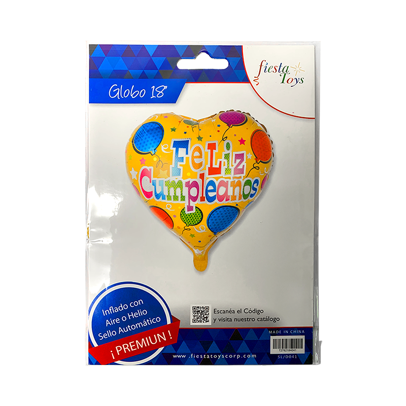 GLOBO DE CORAZON FELIZ CUMPLEAÑOS 18" 