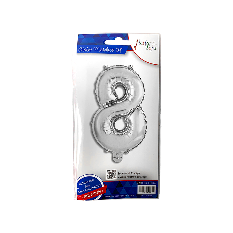GLOBO METALICO 14" PLATA N 8