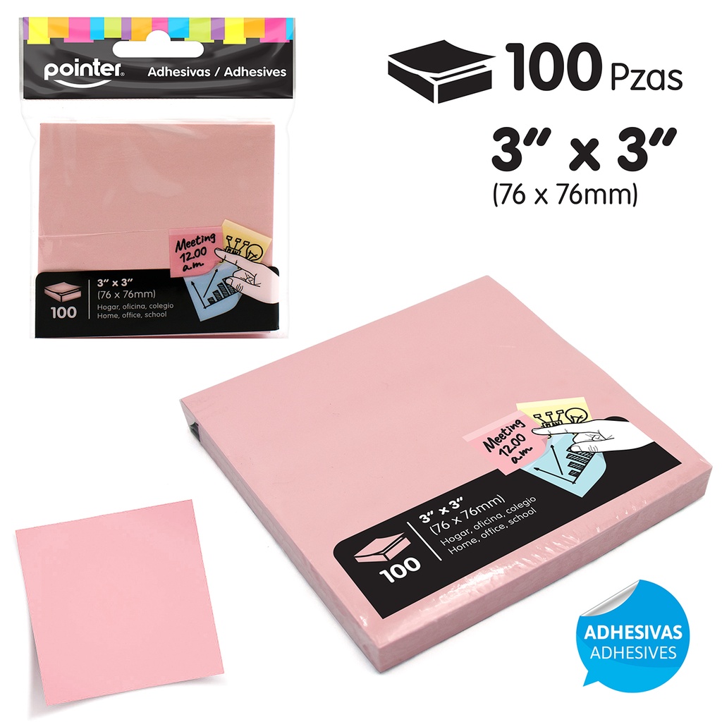 NOTAS ADHESIVAS - 76 x 76MM x100 HOJAS