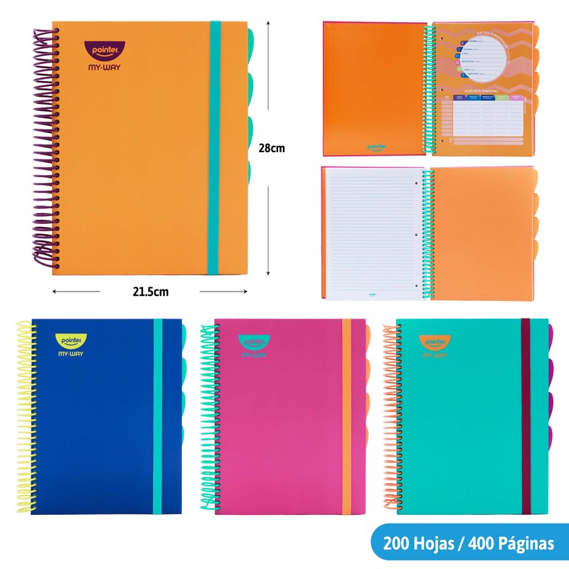 LIBRETA ESPIRAL 5 MATERIAS x200 HOJAS