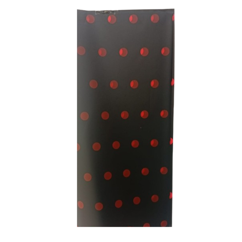 PAPEL COREANO HANSU TRASLUCIDO PUNTOS - NEGRO/ROJO 57x57CM