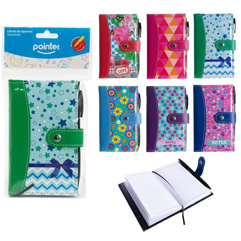 LIBRETA DE APUNTES CON BROCHE Y BOLIGRAFO - A6 80 HOJAS BLANCAS