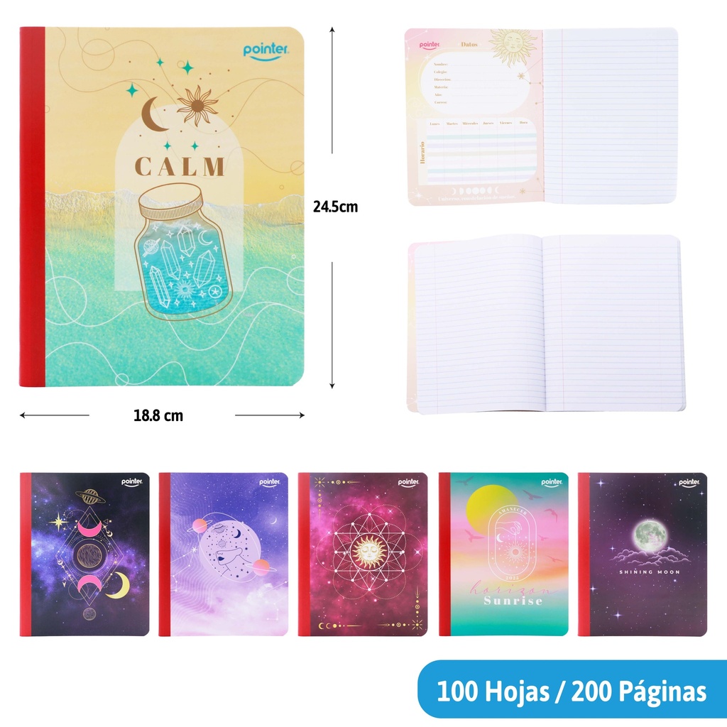 CUADERNO COSIDO RAYA ANCHA 200 PAGINAS (ASTRONOMIA)