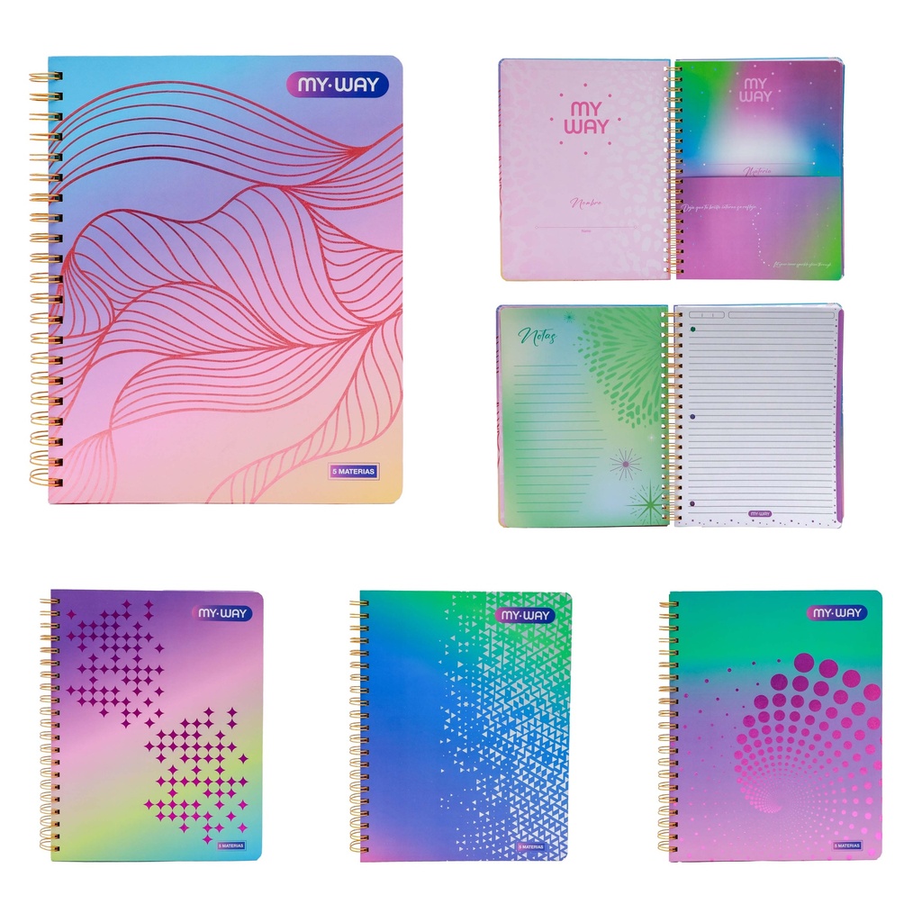 CUADERNO ESPIRAL 5 MATERIAS 320 PAGINAS (FEMENINO)