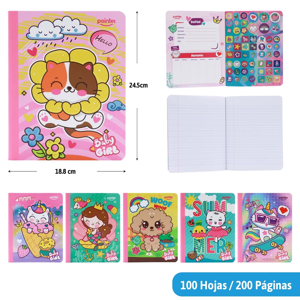CUADERNO COSIDO DOBLE RAYA (STICKERS)