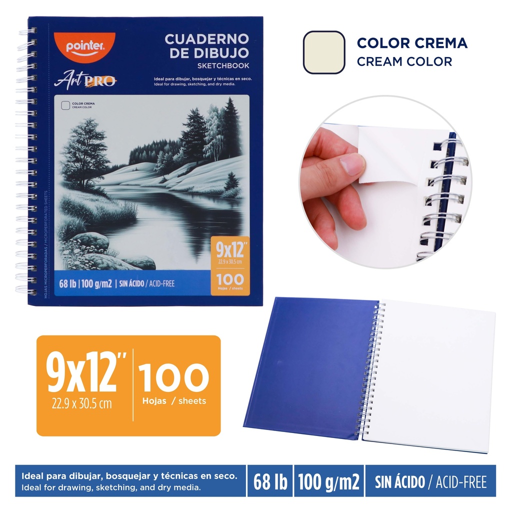 CUADERNO DE BOCETO 100 HOJAS 25*30.9 CM