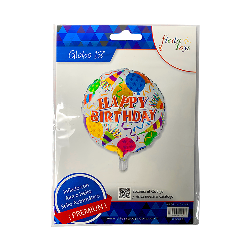 GLOBOS REDONDO FELIZ CUMPLEAÑOS 18 