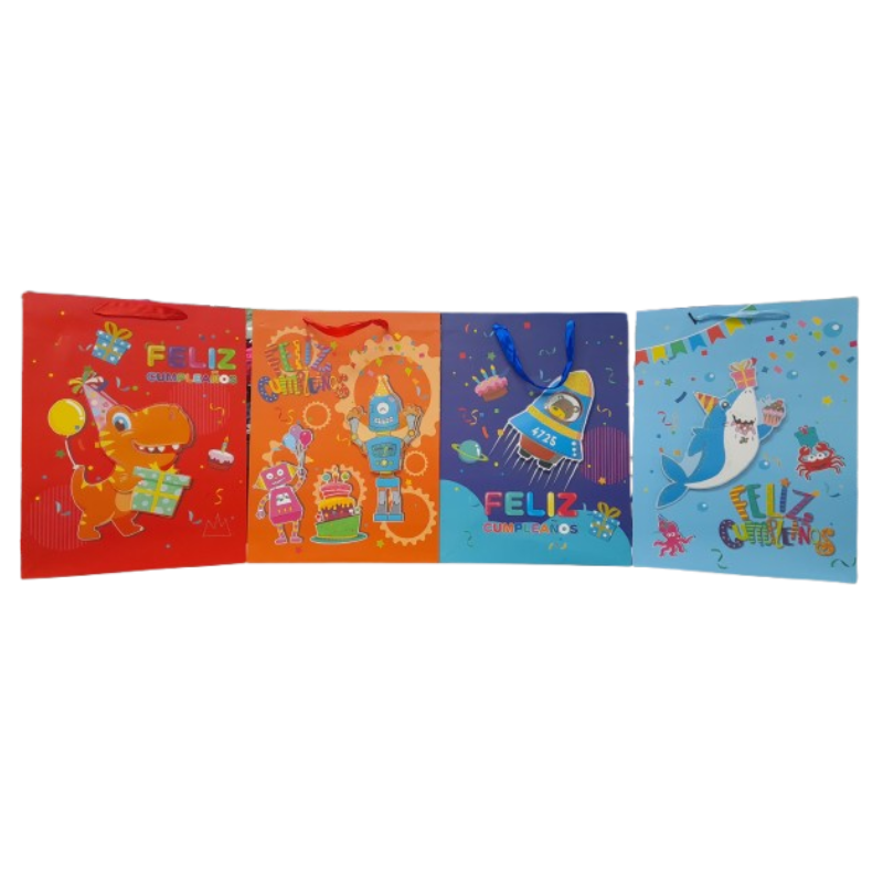  BOLSA DE REGALO GRANDE FELIZ CUMPLEAÑOS INFANTIL