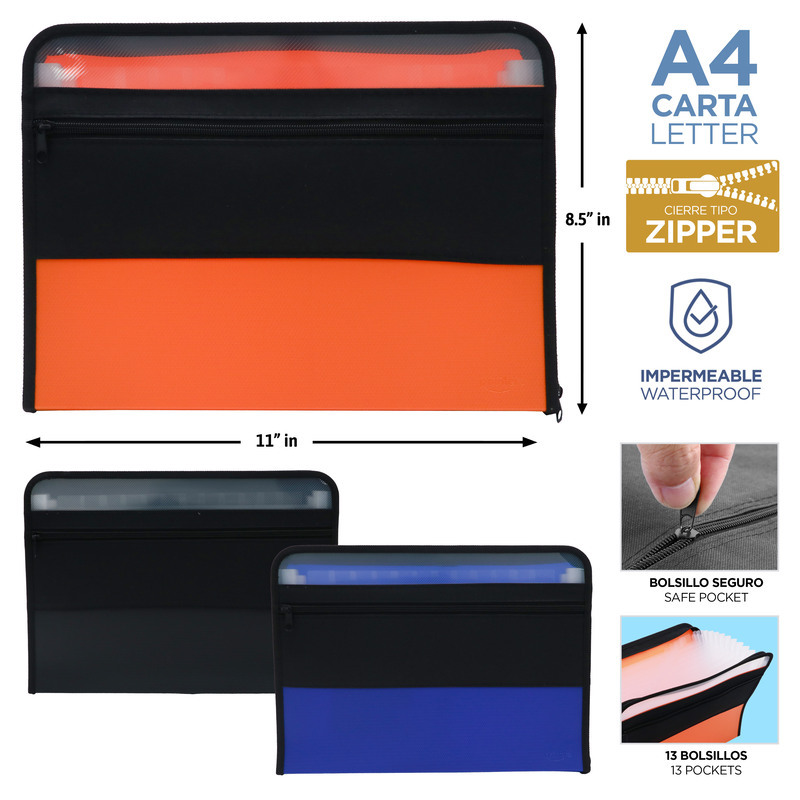 ARCHIVADOR EXPANDIBLE 13 BOLSILLOS - A4 21x29,7CM