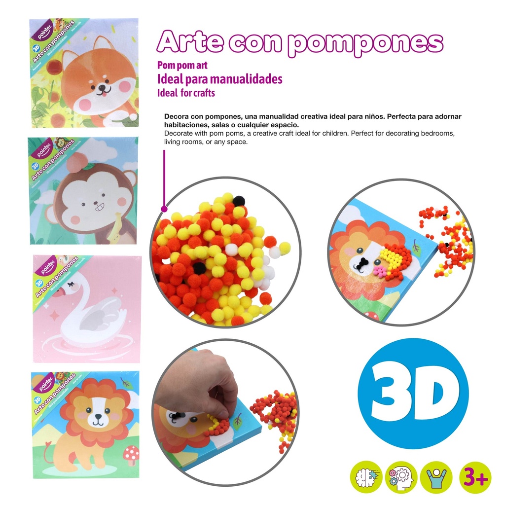 ARTE CON POMPONES 20X20 CM