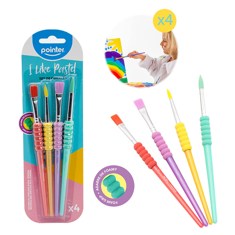 PINCELES ARTISTICOS x4PZAS (PASTEL)