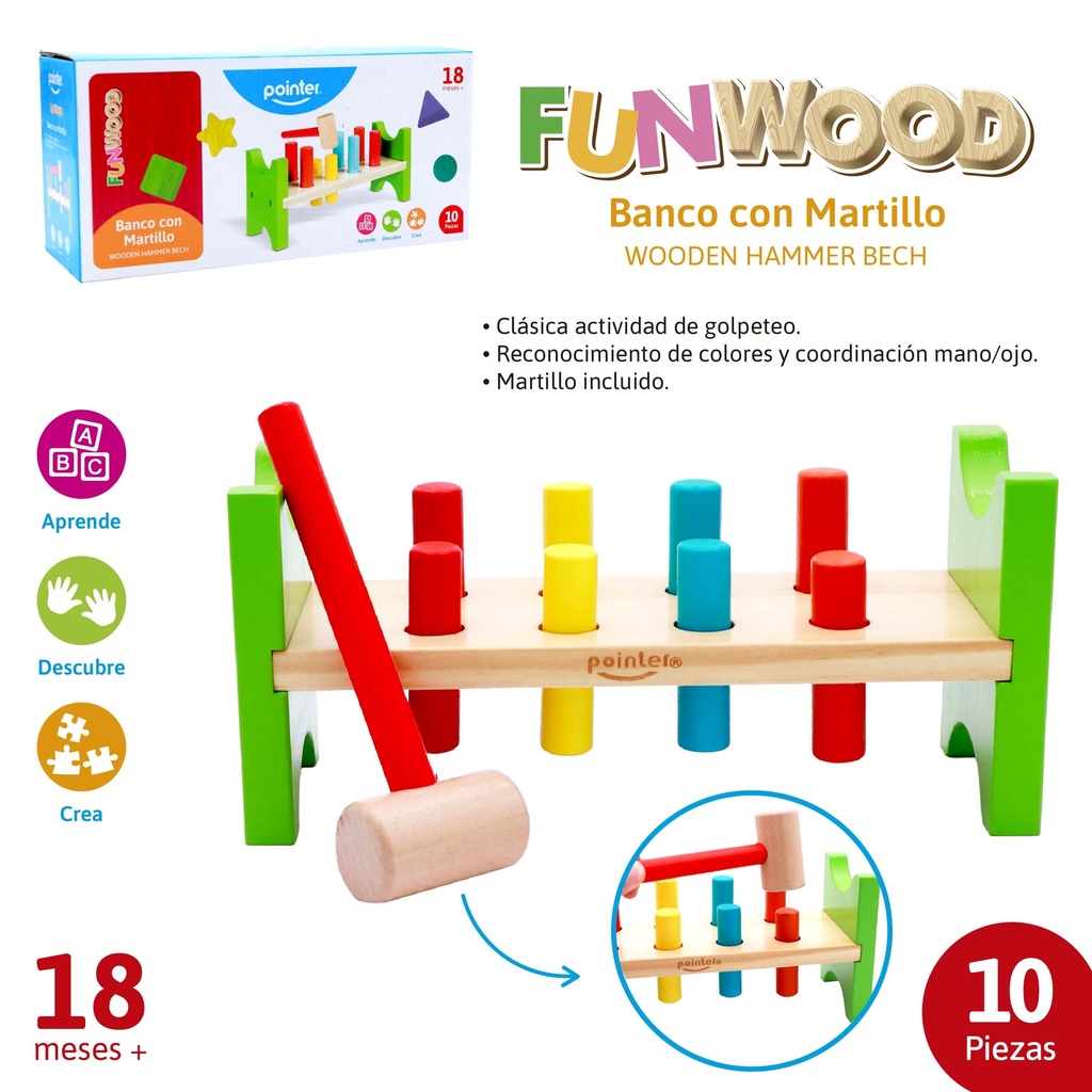 BANCO CON MARTILLO DE MADERA